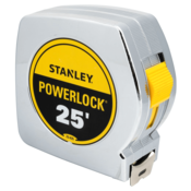 STANLEY PowerLock Tape Measure, Chrome, 25'