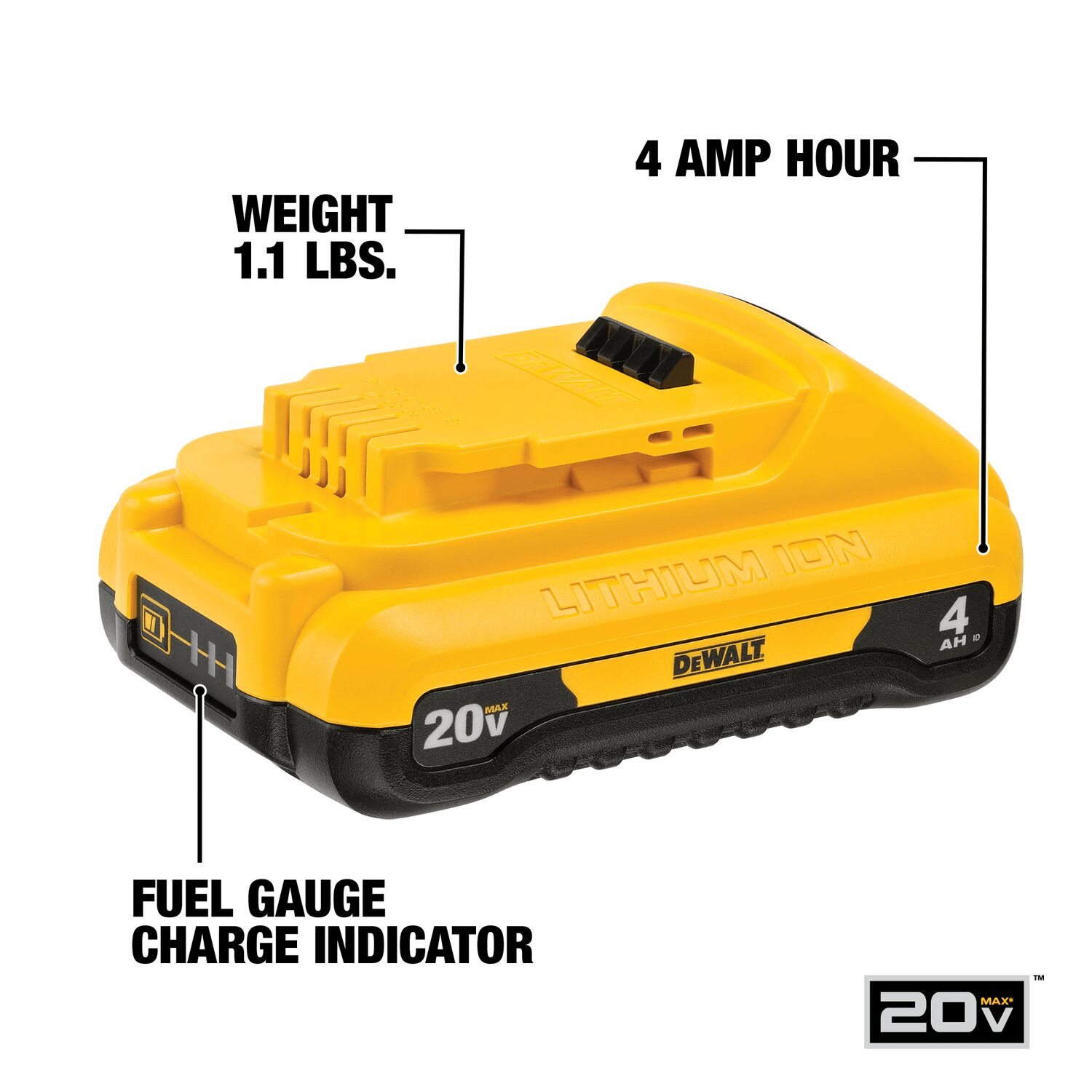 DEWALT 20V MAX Compact 4Ah Batter, 2/Pack