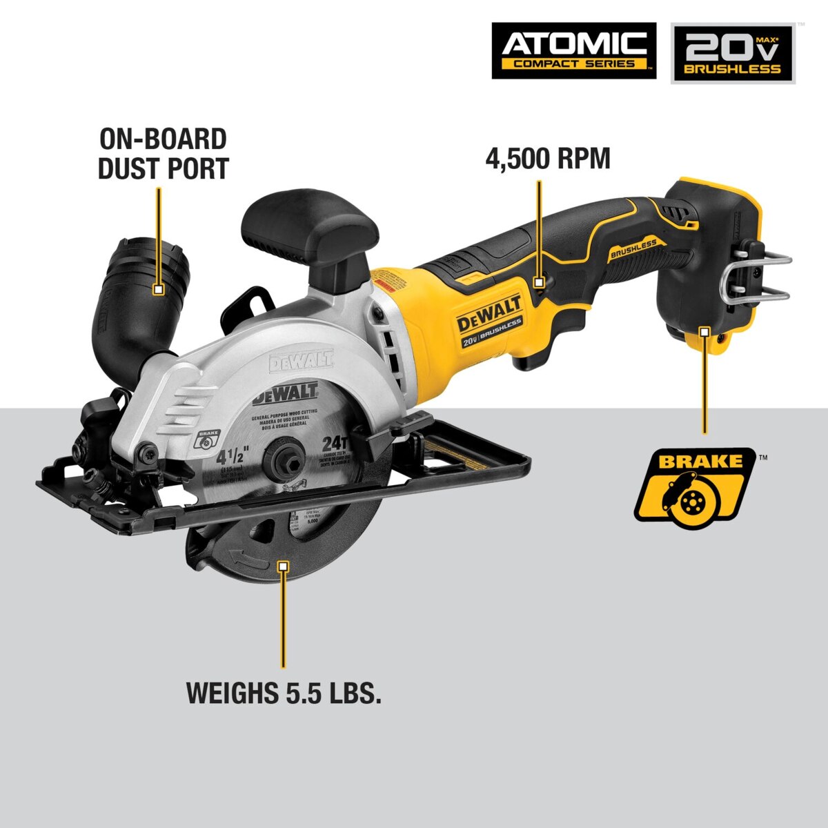 DEWALT 20V MAX Cordless Circular Saw, 4-1/2"