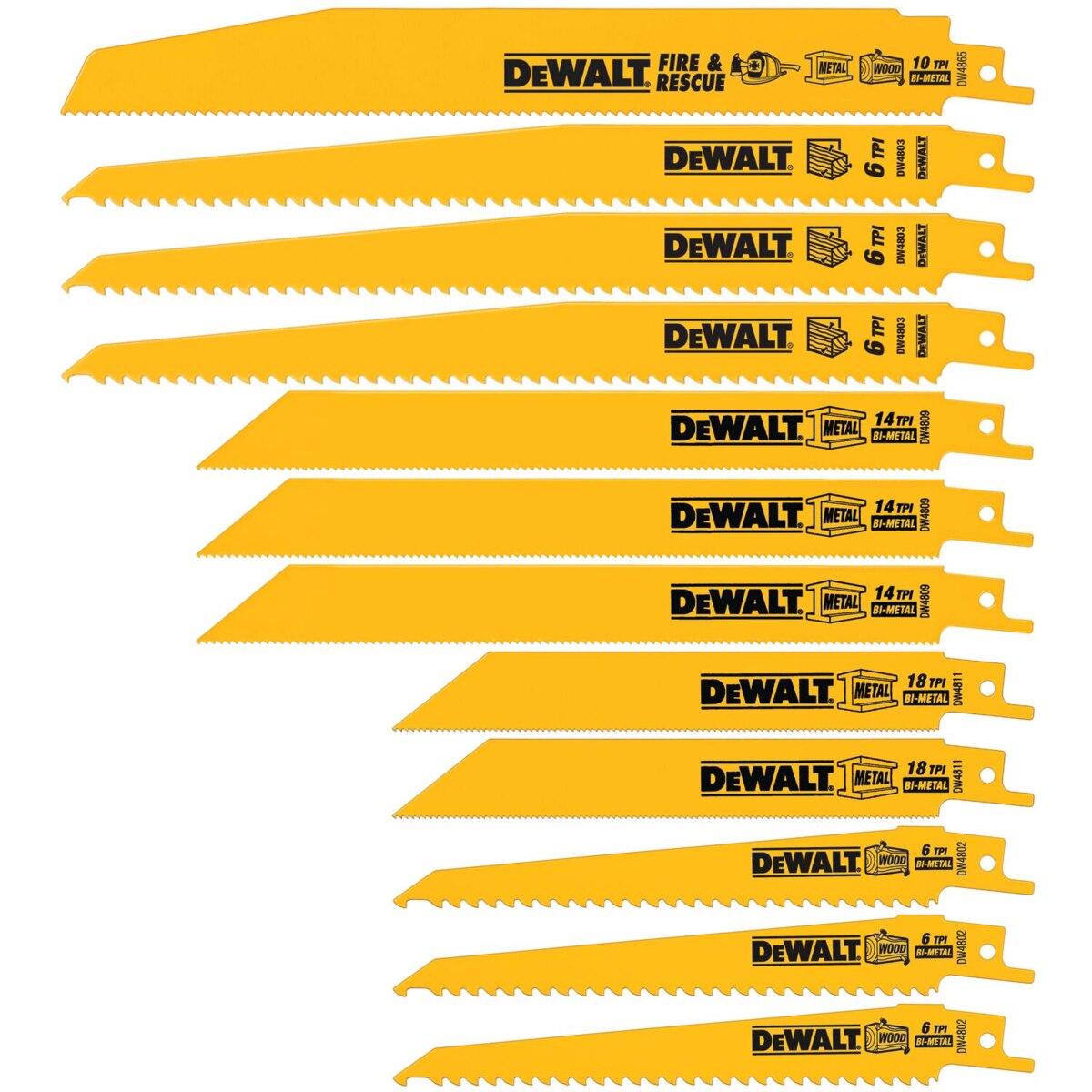DEWALT 12-Piece Bi-Metal Reciprocating Saw Blade Set w/ Telescoping Case