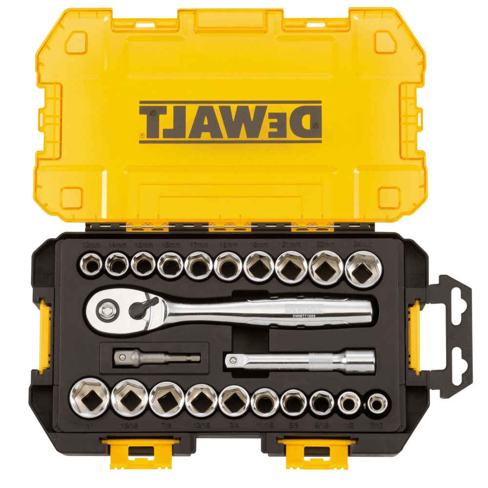 DEWALT 23 Piece 1 2 Drive Combination Socket Set