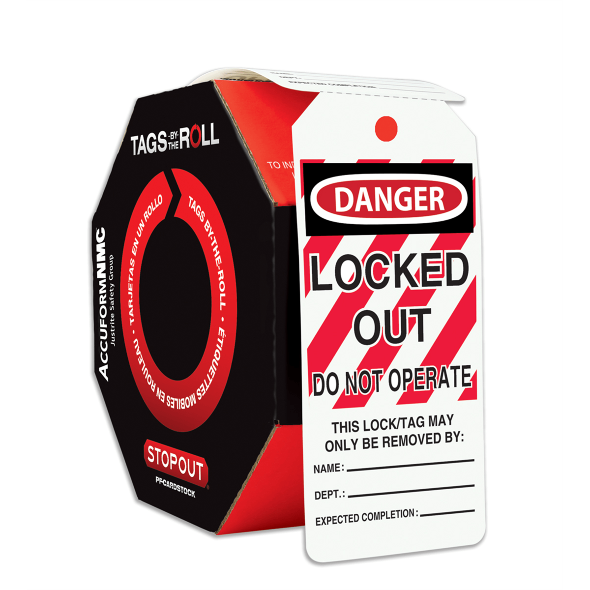 TAGS BY-THE-ROLL, DANGER LOCKED OUT DO NOT OPERATE