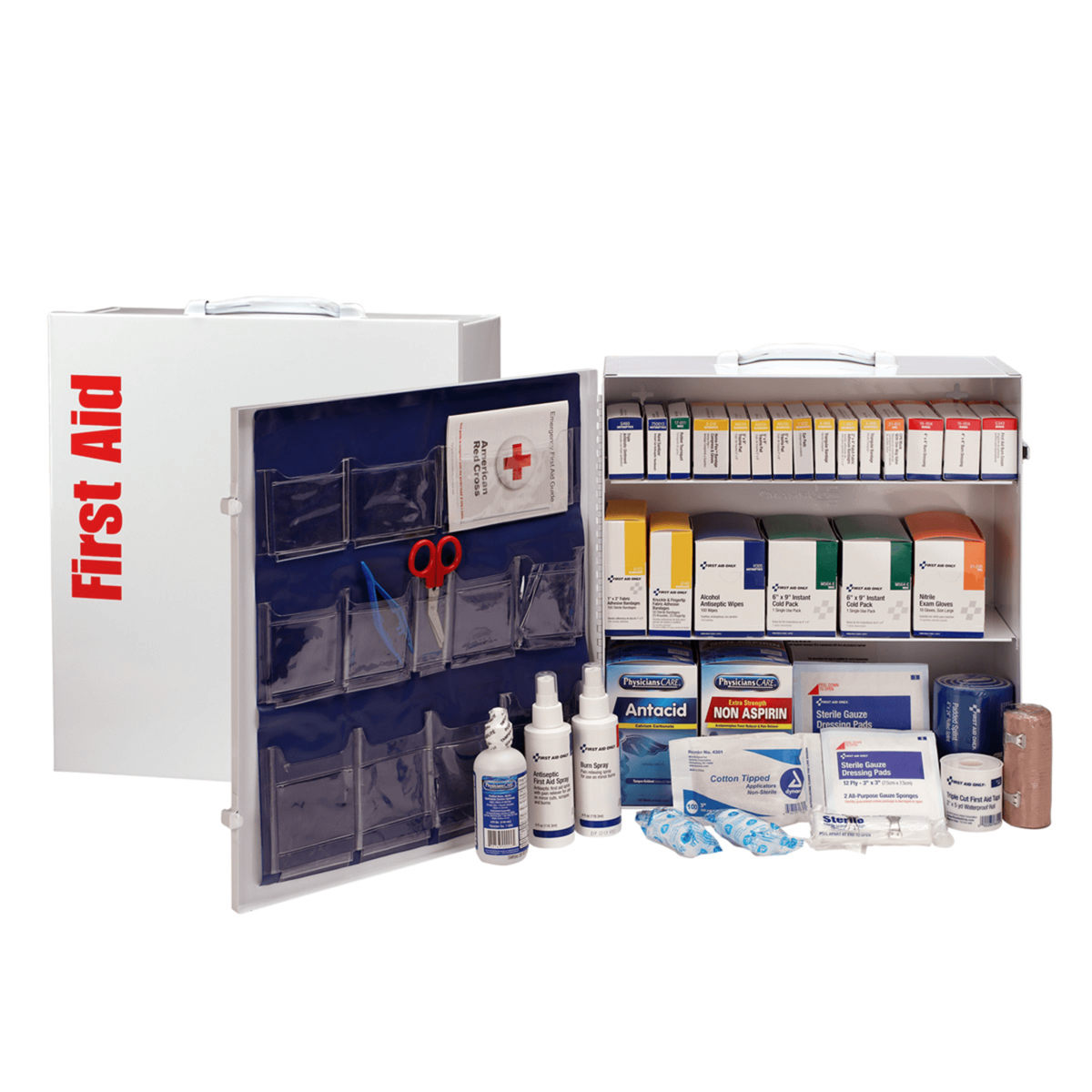 Acme United 3 Shelf First Aid ANSI 2015 Class B+ Metal Cabinet, with Meds