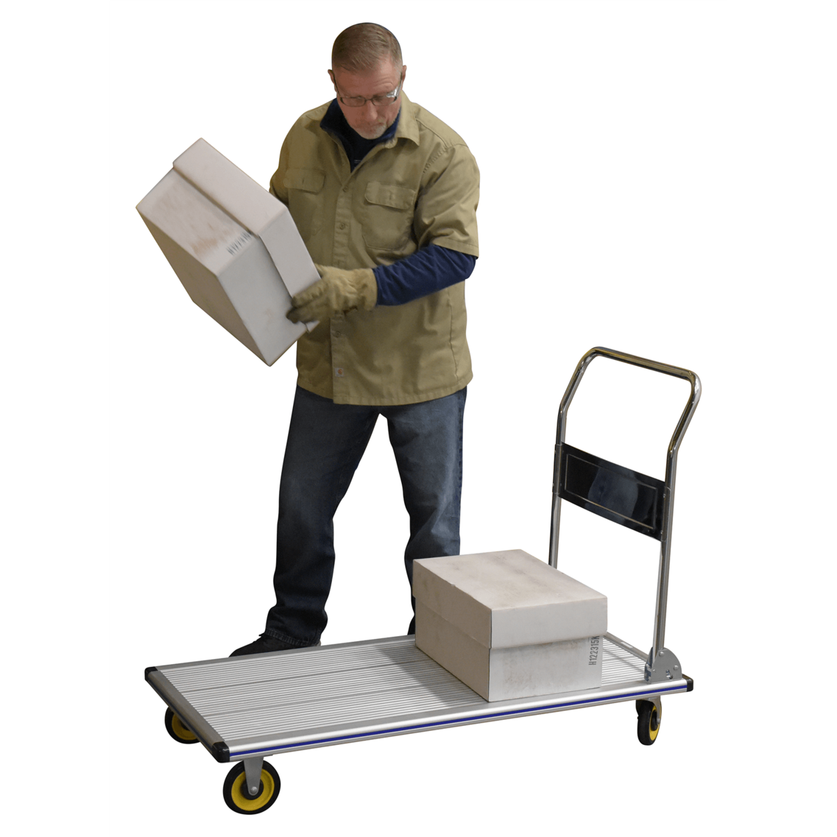 Vestil Aluminum Platform Truck 24 In. x 48 In. 600 Lb. Capacity Silver AFT-48-NM