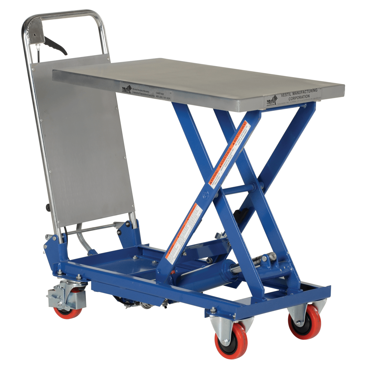 Vestil Steel Hydraulic Scissor Cart 27-1/2 In. x 17-1/2 In. 400 Lb. Capacity Blue CART-400