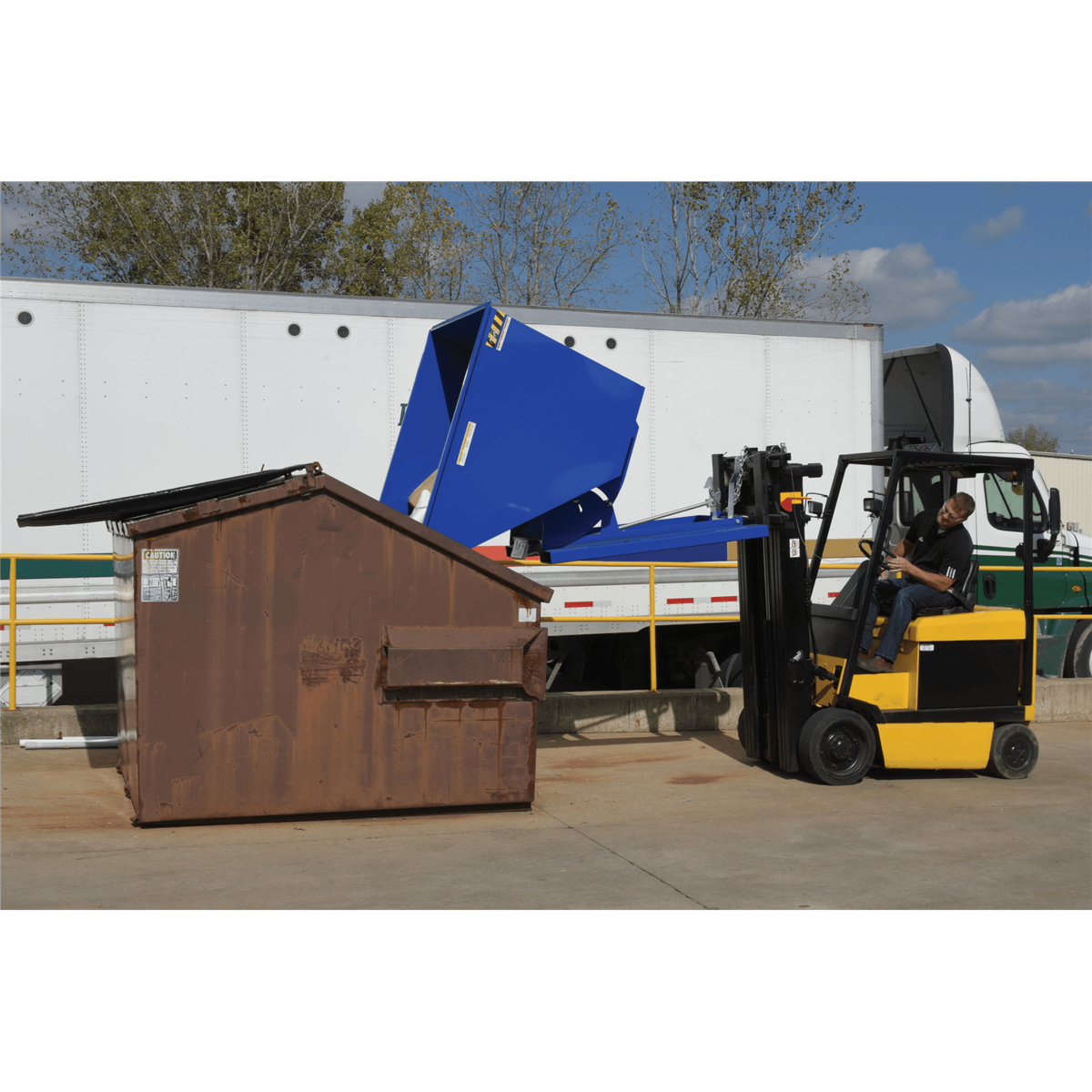 Vestil Steel Heavy Duty Self Dumping Hopper 1 Cubic Yard 6000 Lb. Capacity Blue D-100-HD