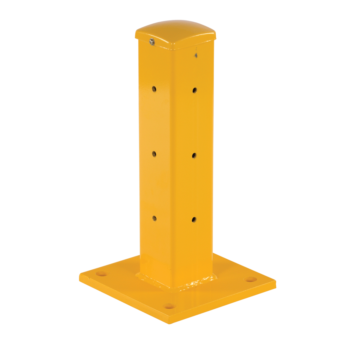 Vestil Steel Rigid Tube Post 1-1/2Ft For 3 Ribbed Drop In Style Guard Rails Yellow GR-F3R-DI-TP18-YL
