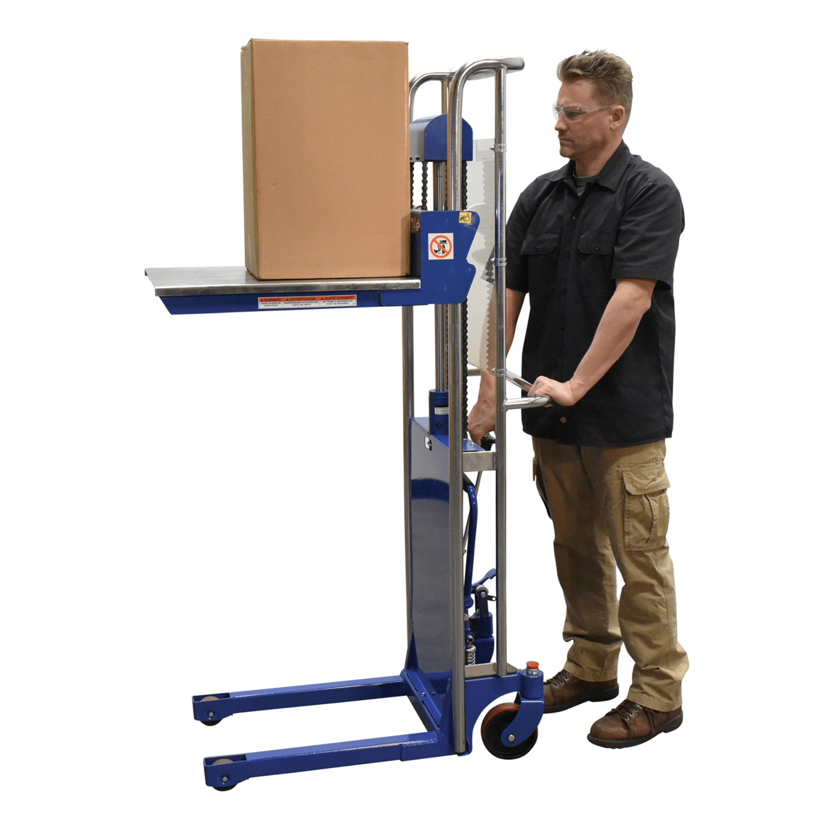 Vestil Steel Portable Foot Pump Hetti-Lift 41 In. x 69 In. 880 Lb. Capacity Blue HYD-10