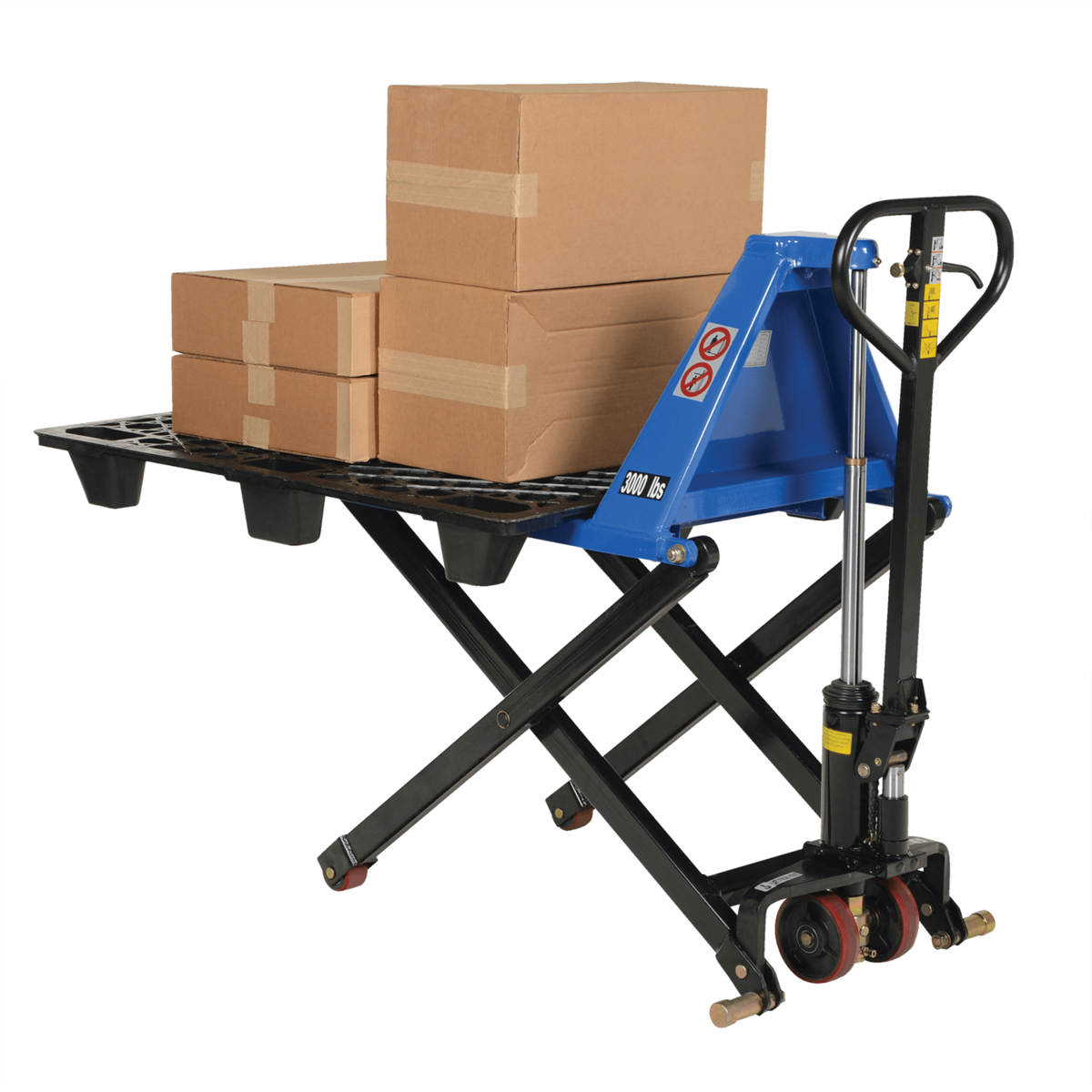 Vestil Steel Hand Pump Tote Lift 58 In. x 27 In. x 50 In. 3000 Lb. Capacity Blue L-270-HD
