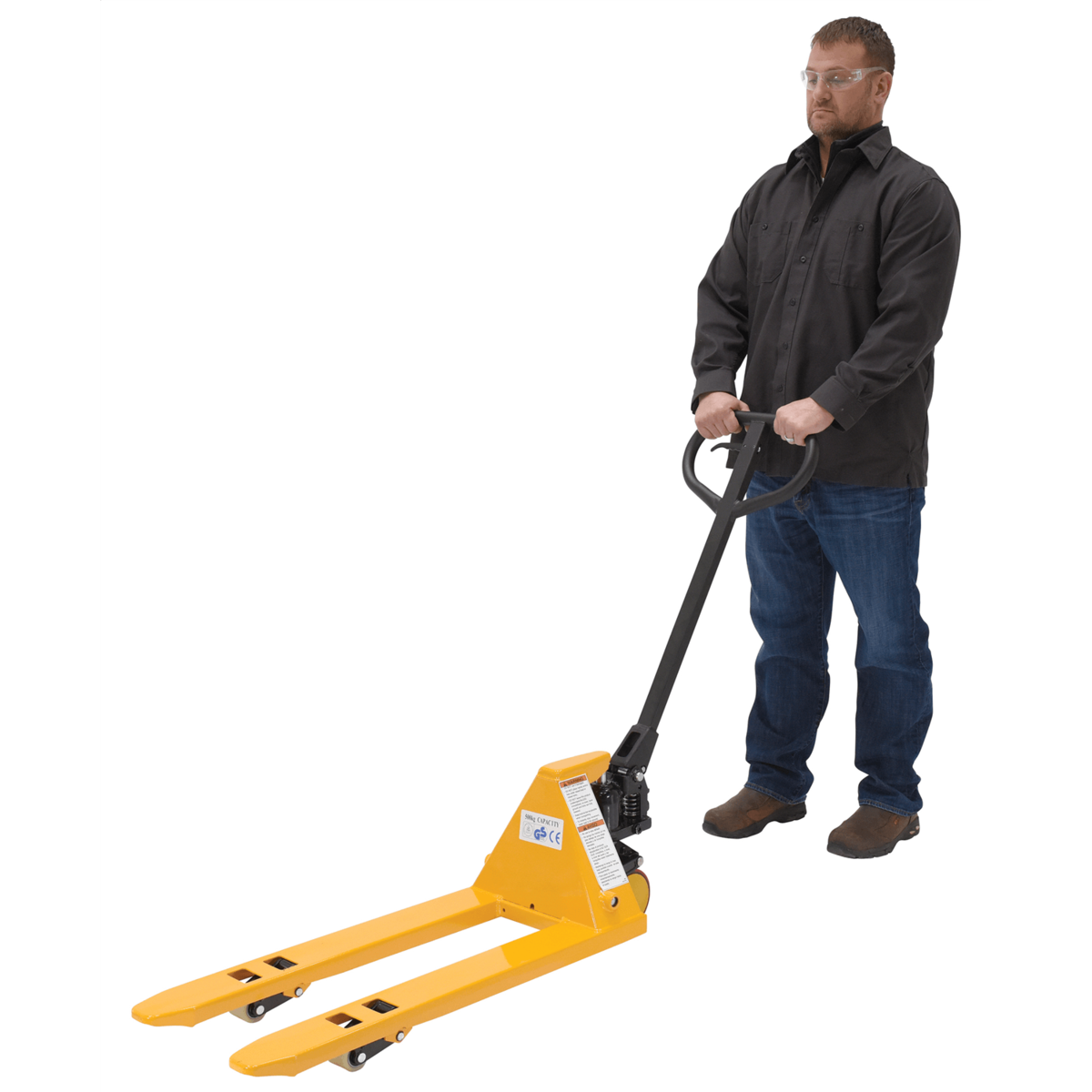 Vestil Steel Mini Hand Pallet Truck 45 In. x 15 In. x 45 In. 1100 Lb. Capacity Yellow PM1-1532-MINI