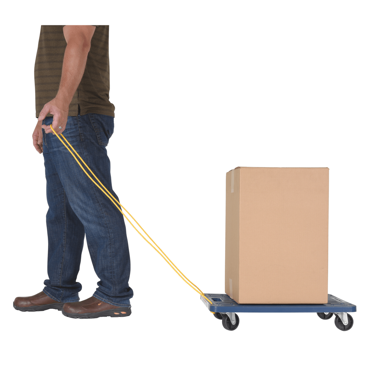 Vestil Polyethylene Dolly with Pull Rope 24 In. x 16 In. x 4-7/16 In. 220 Lb. Blue POS-1624-ROPE