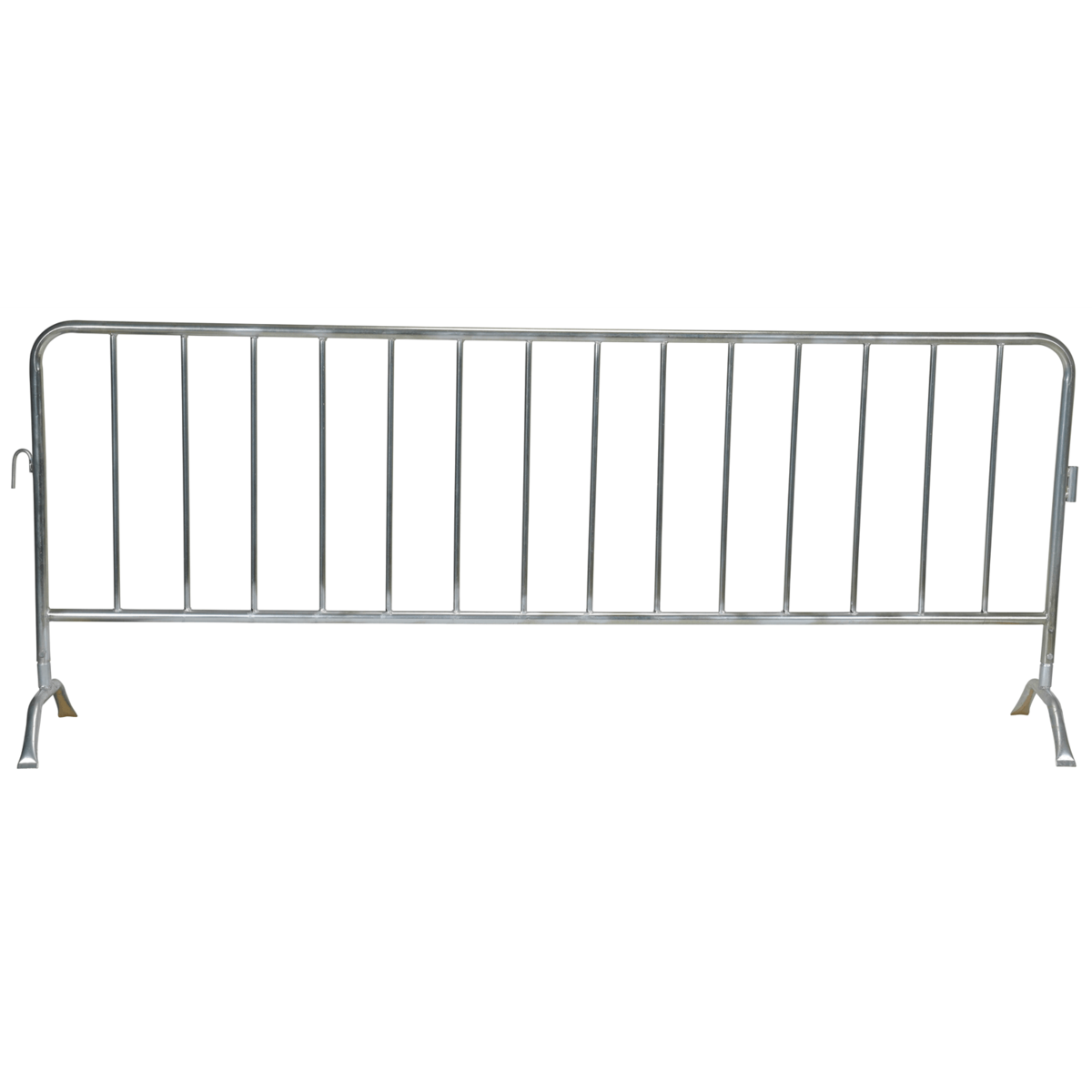 Vestil Steel Crowd Control Interlocking Barrier w/ Curved Feet 101-3/16In Length Silver PRAIL-102-G
