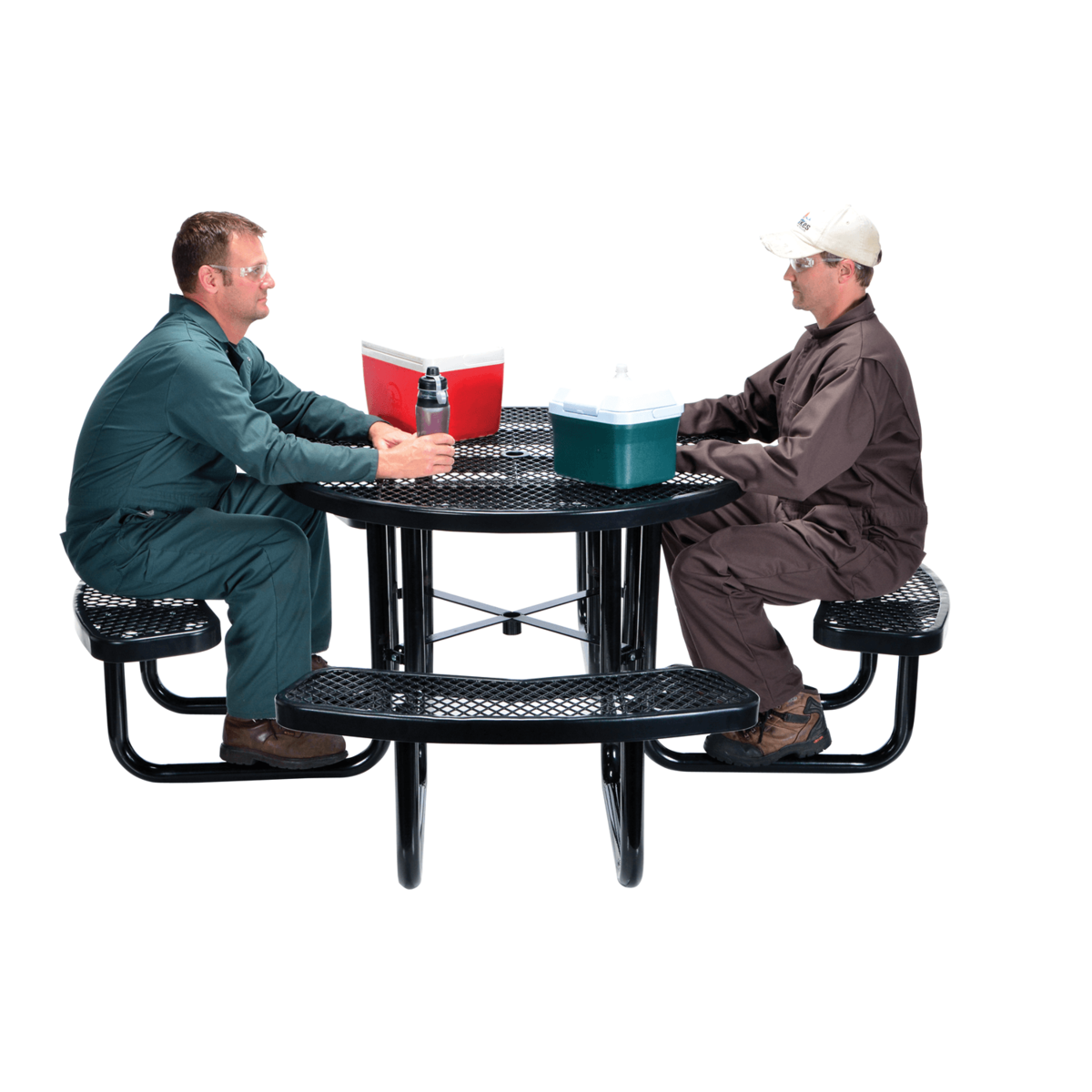 Vestil Steel Picnic Table Expanded Metal Round Top 46 In. x 46 In. Black PT-MX-RT-46-BK