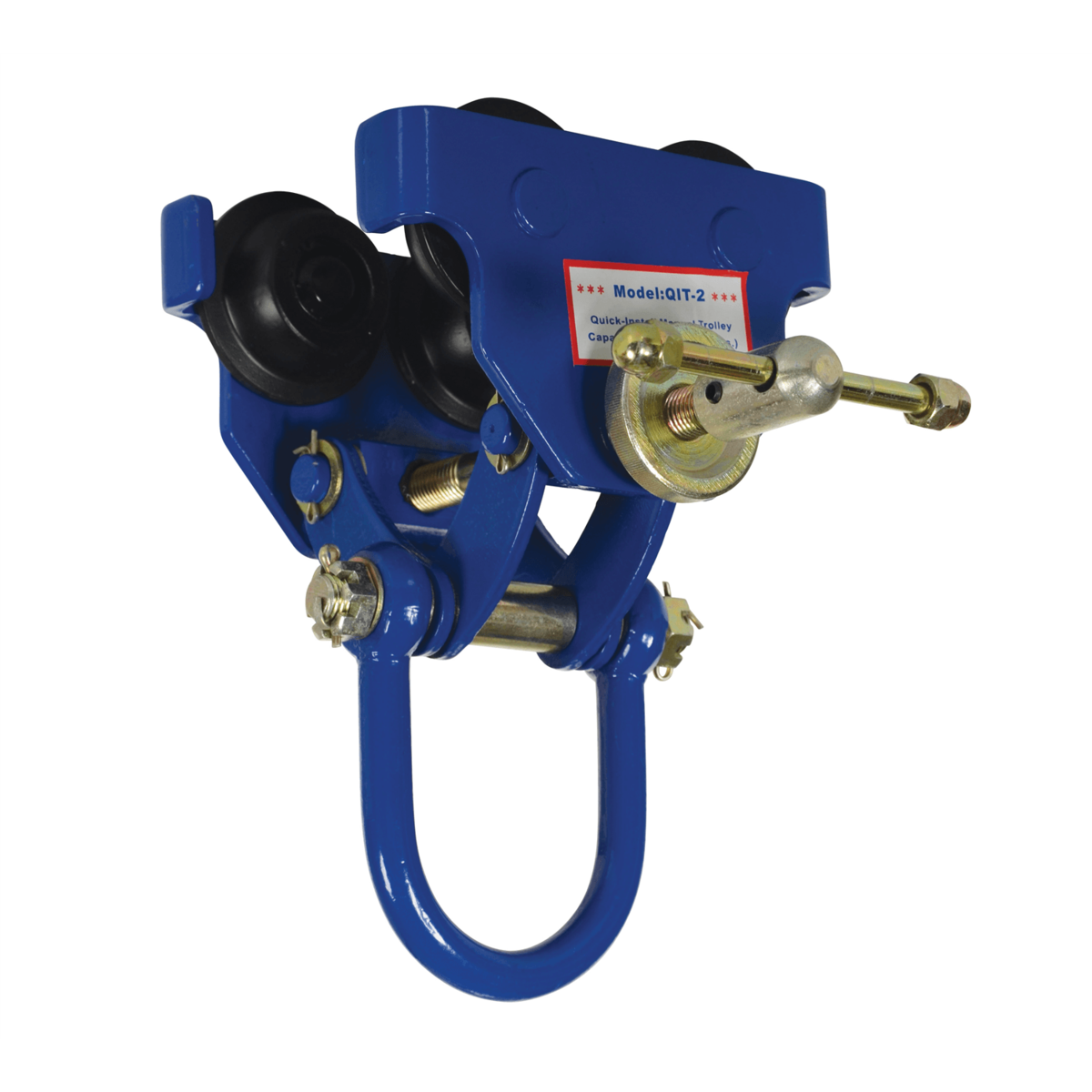 Vestil Steel Quick Install Manual Trolley 7 In. x 11-5/8 In. x 12 In. 2000 Lb. Capacity Blue QIT-2