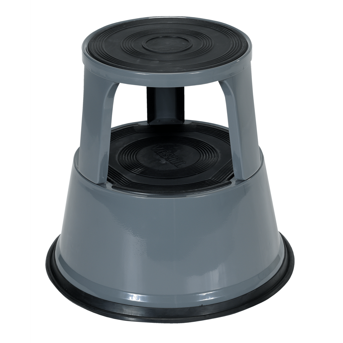 Vestil Steel Rolling Step Stool 17 In. Top Step Height 500 Lb. Capacity Gray STEP-17-GY