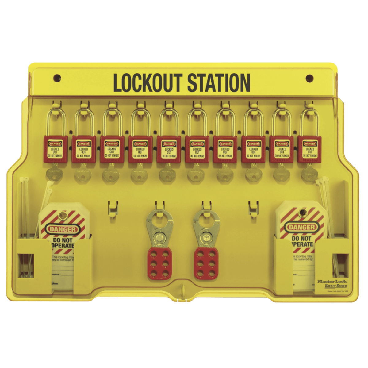 Master Lock® 10-Lock Padlock Station, ZENEX™ Thermoplastic Padlocks, 1483BP410