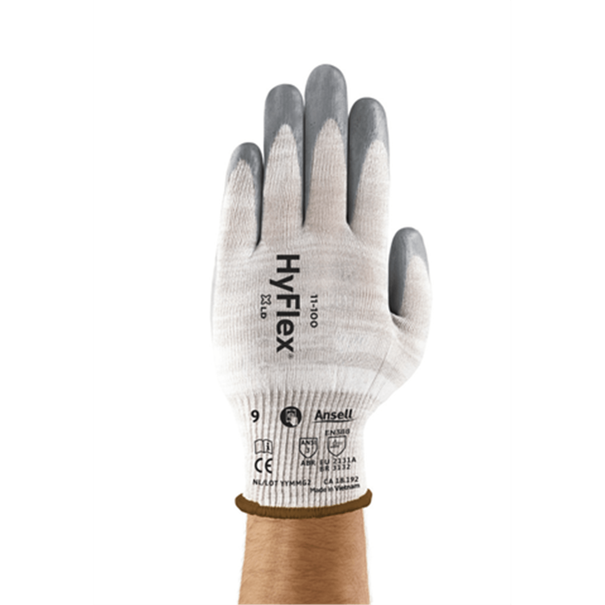 HyFlex 11-100 Antimicrobial Cut-Resistant Gloves Cut Protection A1, Size S, 7 cm Palm Width
