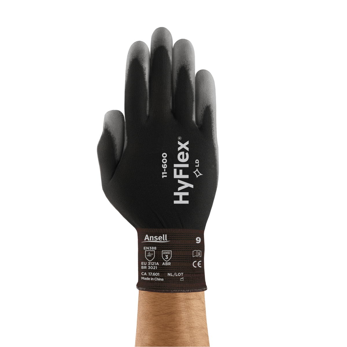 Hyflex 11-600 Industrial Gloves, Black, Size S, 7.0 cm Palm Width