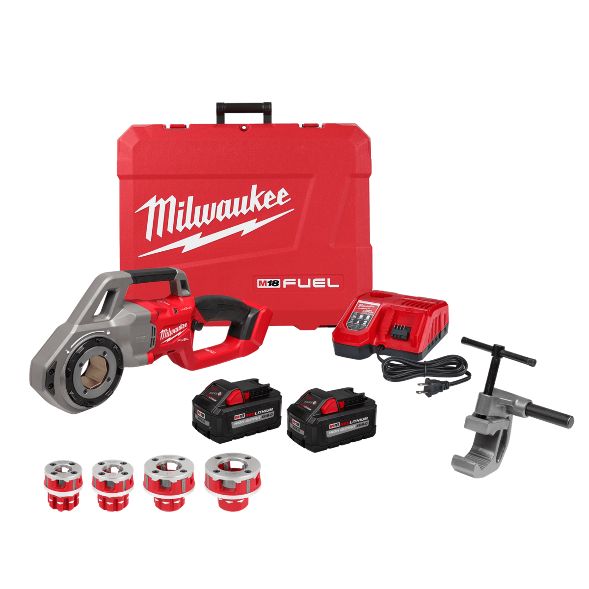 MILWAUKEE® M18 FUEL Compact Pipe Threader w/ONE-KEY & 1/2" - 1-1/4" Compact NPT Forged Al Die Heads