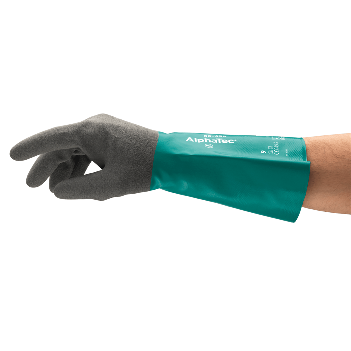 Alphatec 58-435 Heavy-Duty High-Dexterity Chemical-Resistant Gloves, Size L