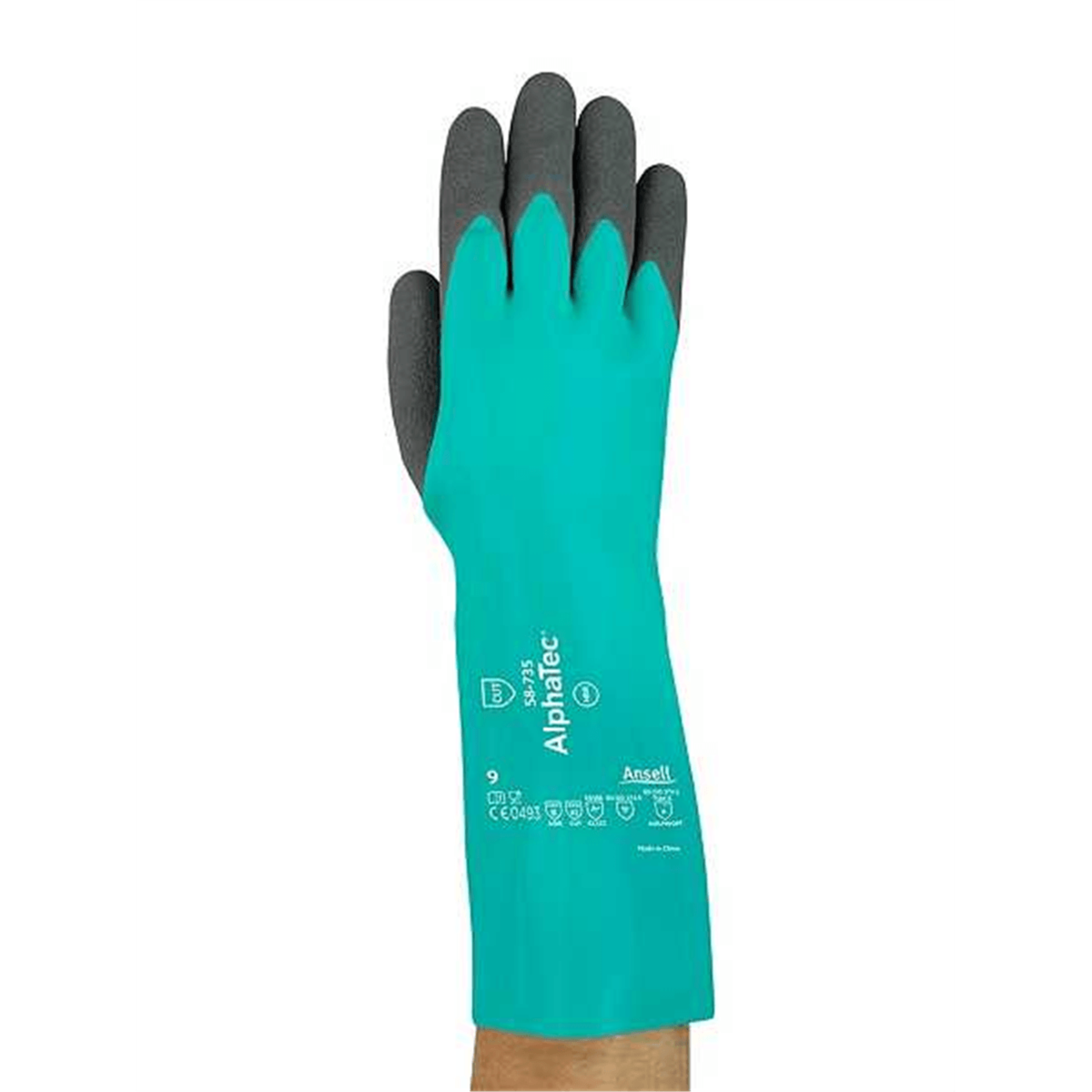 AlphaTec 58-735 Cut-Protective Chemical-Resistant Gloves, Cut Protection Level A3, Size M