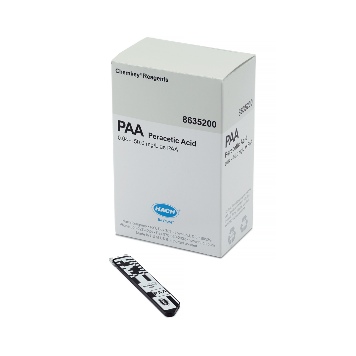 Hach Peracetic Acid Chemkey® Reagents, 0.04-50.0 mg/L PAA, 25/Bo, 8635200