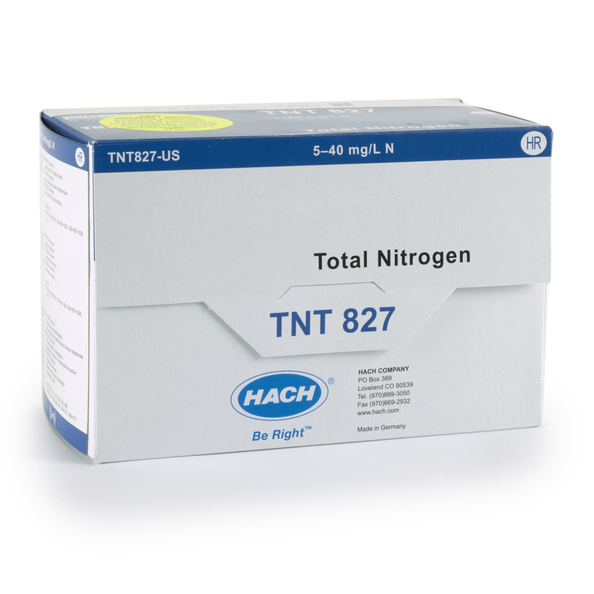 Hach Nitrogen (Total) TNTplus Vial Test, HR, 5-40 mg/L N , 25 Tests, TNT827