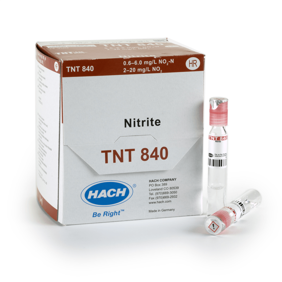 Hach Nitrite TNTplus Vial Test, HR, 0.6-6.0 mg/L NO₂-N , 25 Tests, TNT840
