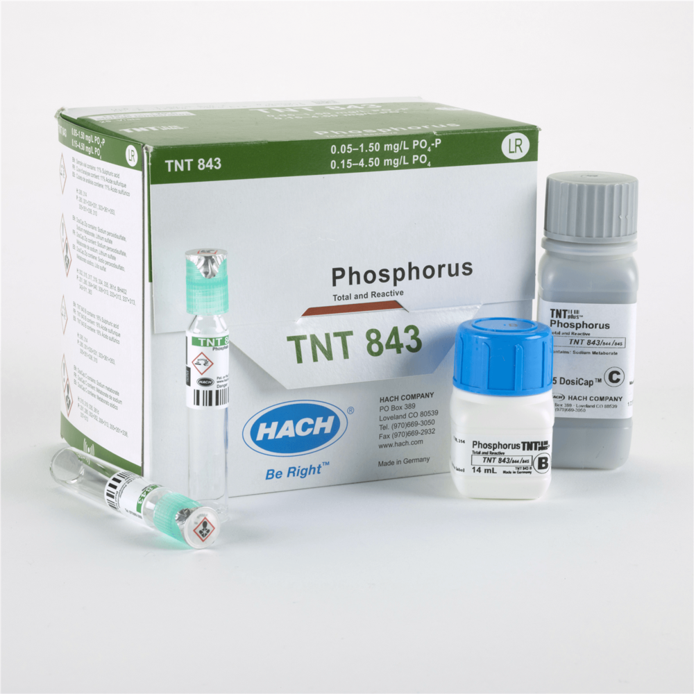 Hach Phosphorus (Reactive and Total) TNTplus Vial Test, LR, 0.15-4.50 mg/L  PO₄, 25 Tests, TNT843