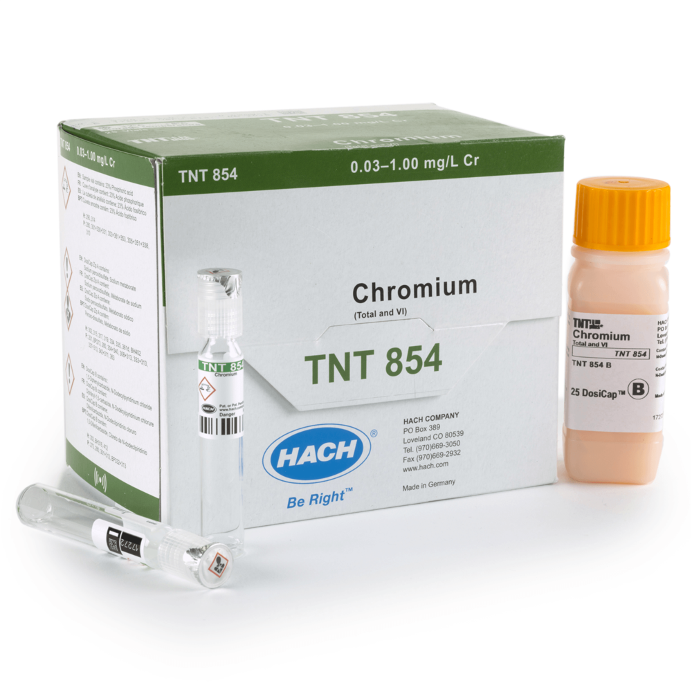 Hach Chromium TNTplus Vial Test, 0.03-1.00 mg/L Cr, 25 Tests, TNT854