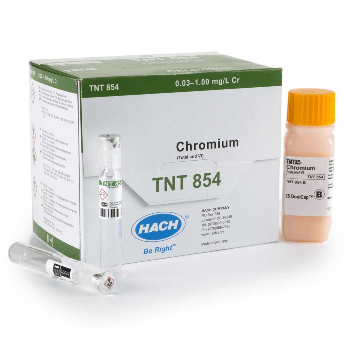 Hach Chromium TNTplus Vial Test, 0.03-1.00 mg/L Cr , 25 Tests, TNT854