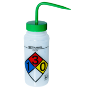 SP Bel-Art Safety-Labeled 4-Color Methanol Wide-Mouth 500 mL Polyethylene Wash Bottles, Pack of 4