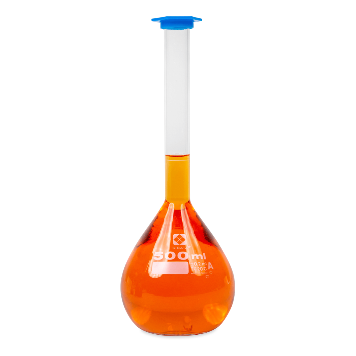 Vee Gee Volumetric Flask, Class A, Snap Cap, 500 mL, Pack of 2