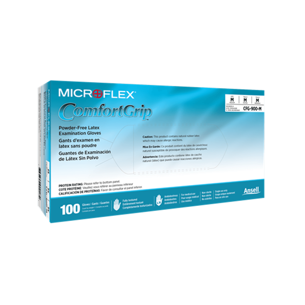 ComfortGrip Latex Lab Gloves, Small, Box of 100