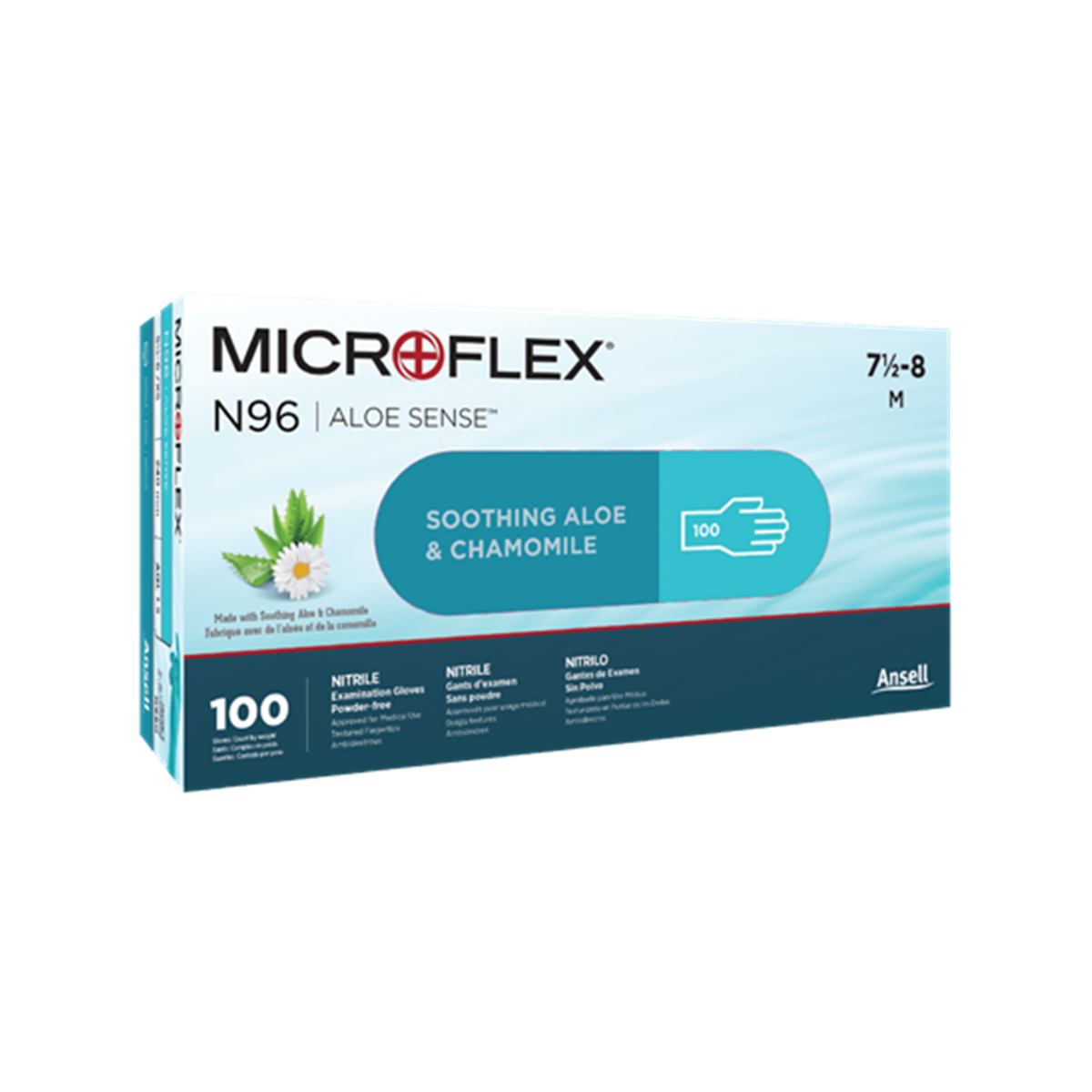 Microflex Aloe Sense Powder-Free Nitrile Gloves, High Five, X-Large, Box of 100