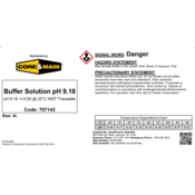 Core & Main pH Buffer Solution, pH 9.18, Colorless, 4 L
