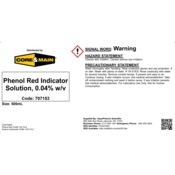 Core & Main Phenol Red Indicator Solution, 0.04% w/v, 500 mL