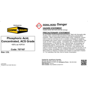 Core & Main Phosphoric Acid, Concentrated, 2.5 L