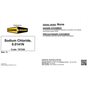Core & Main Sodium Chloride, 0.0141N, 1 L