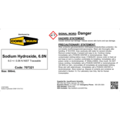 Core & Main Sodium Hydroxide, 6.0 N, 500 mL