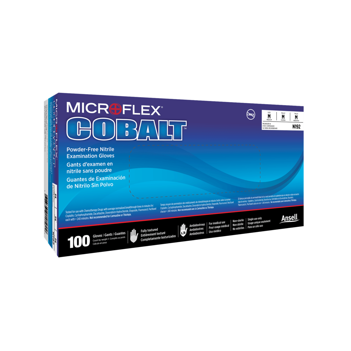 Microflex Cobalt N19 Nitrile Exam Gloves, Size XL, Box of 100